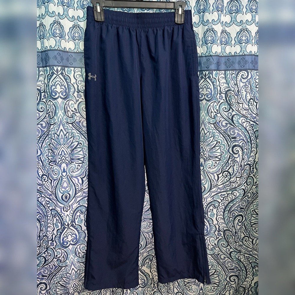 Under Armour Track Pants Ripstop Heatgear Mens Large Ankle Zip Baggy Y2K